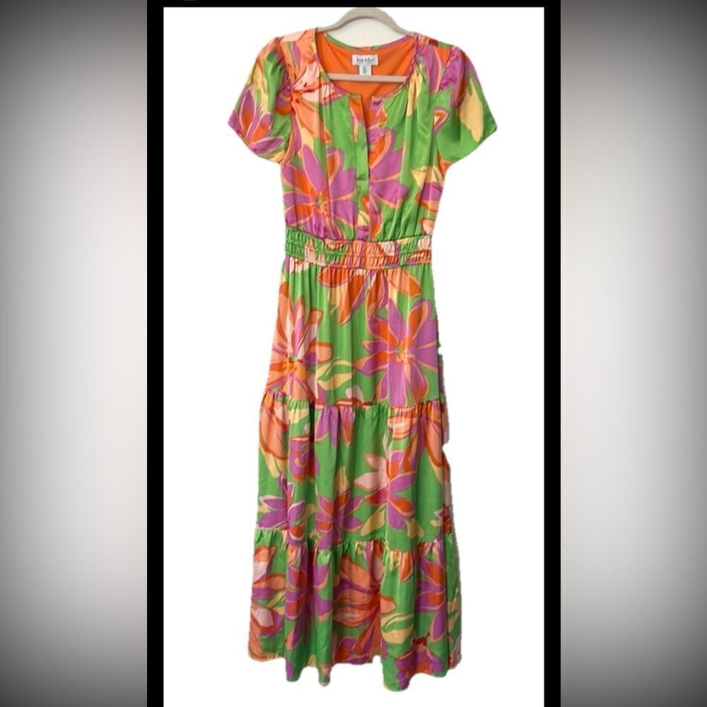 Nicole Miller Floral Tiered Maxi Dress S
